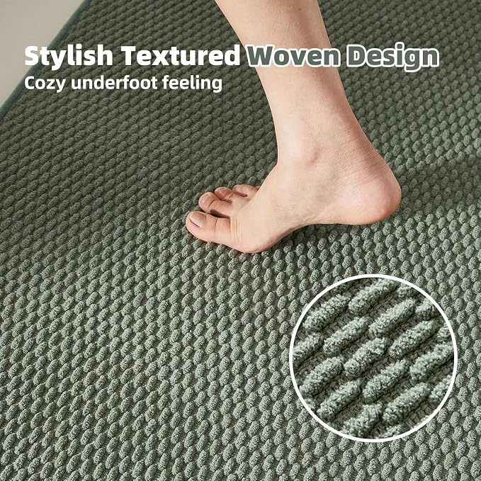 TYUU Large Bathroom Rugs Non Slip Washable Bath Rugs Super Absorbent Bathroom Rug Thin Quick Dry Low Pile Bath Mats, Sage Green 36"x48"