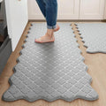Arenarug Upgrade Scalloped Embossed Kitchen Mats for Floor 2PCS Cushioned Anti Fatigue Waterproof Foam Kitchen Rugs Non Slip Washable Comfort Standing Mat for Sink Laundry, 17.3"x30"+17.3"x59", Grey