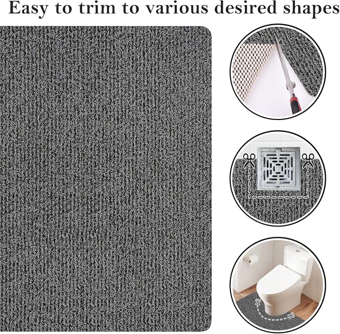 Shower Mat Bathtub Mat Non-Slip,24x24 inch, Soft Tub Mat with Drain,PVC Loofah Bath (Phthalate Free) for Tub and Bathroom,Quick Drying, Black
