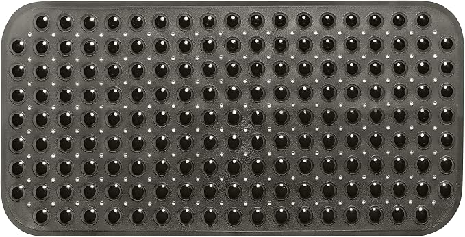 Large Non-Slip Bathtub & Shower Mat 31 inch x16 inch (Smooth/Non-Textured Tubs Only) Safe, Clean, Machine-Washable, Superior Grip&Drainage, Vinyl, Transparent Black, Medium