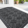 OLANLY Indoor Outdoor Mat, Sturdy Natural Rubber Floor Mat, Non Slip Low Profile Waterproof Doormat, and Stain Front Door Mats, Easy Clean Patio Entrance Mat, 30''x17'', Grey