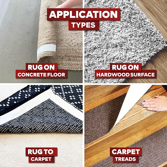 XFasten Carpet Tape for Hardwood Floors 2”x10yds No Residue Rug Tape Hardwood Floor, Strong Double Sided Carpet Tape Heavy duty Rug Tape for Area Rugs on Carpet Adhesive Tape for Rugs to Stay in Place