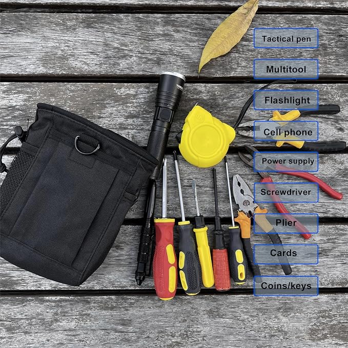 Small Tool Pouch,Utility Tool Bag, Small Toolbox, Screw Driver, Plier Organizer, Flashlight Holster and Knife Holder, Tool Belt Pouches for Electrician,Contractor,Plumber,Carpenter