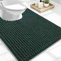 OLANLY Thick Toilet Rugs U-Shaped 24x20, Extra Soft Absorbent Shaggy Chenille Contour Bathroom Rugs for Toilet, Dry Quickly, Machine Washable, Non-Slip Bath Mat, Blackish Green
