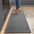 Kitchen Mats for Floor, Super Absorbent Kitchen Rugs Non Slip Washable, Rubber Backing Soft Braided Kitchen Sink Mat Kitchen Runner Rug Standing Mat, Front of Sink, Easy Clean, Grey 17"x47"