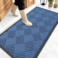 OLANLY Front Door Mat Outside Entrance 47x23, Absorbent, Heavy Duty Sturdy Natural Rubber Doormat Indoor Outdoor, Stain Fade Resistant, Non-Slip Low Profile Floor Mat for Entryway, Ocean Blue Diamond