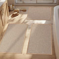 YIHOUSE Thin Bath Mat Khaki Bathroom Rugs Sets 3 Pieces, Non Slip Absorbent Bath Mats Quick Dry, Woven Braided Rugs Washable,Tapetes para Baño for Bathroom,Bathtub(17"x24"+17"x32"+17"x32")