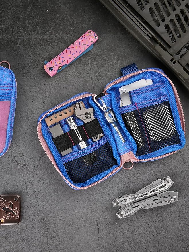 VIPERADE VE26 EDC Pouch Organizer with 11 Compartments, Small Tool Pouch with DIY Patches Area, EDC Pocket Organizer for Mutitools