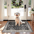 2x3 Rug Non-Slip Washable for Kitchen – Boho Small Throw Rug for Sink & Entryway, Soft Low Pile Thin Indoor Mat for Pet Area & Bathroom (Black, 2x3)