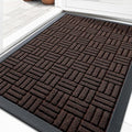 OLANLY Front Door Mat Outside Entrance 33x21, Absorbent, Heavy Duty Sturdy Natural Rubber Doormat Indoor Outdoor, Stain and Fade Resistant, Non-Slip Backing Low Profile Floor Mat for Entryway, Brown