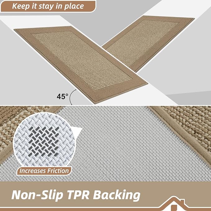 BEQHAUSE Indoor Door Mat 20" x 48", Dirt Trapper Door Mats Non-Slip Entryway Rugs Washable, Resist Dirt Absorbent Welcome Mat, Low Profile Floor Mats for Front Back Door and Entryway, Beige