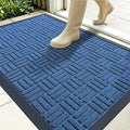 OLANLY Front Door Mat Outside Entrance 35x23, Absorbent, Heavy Duty Sturdy Natural Rubber Doormat Indoor Outdoor, Non-Slip, Stain and Fade Resistant, Low Profile Floor Mat for Entryway, Ocean Blue