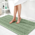 OLANLY Thick Bathroom Runner Rugs 44x24, Extra Absorbent Chenille Striped Bath Rugs, Rubber Backing, Machine Wash Dry, Long Bath Mats for Bathroom, Tub and Shower, Home Decor Accessories, Sage Green