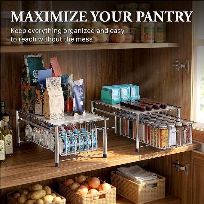 Simple Houseware Stackable Basket Drawer, Chrome