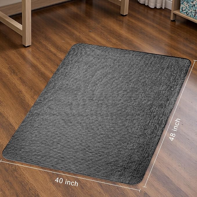 Sycoodeal Office Chair Mat for Hardwood & Tile Floor,Computer Gaming Chair Mat for Rolling Chairs Non-Curve, Anti-Slip, Heavy Duty Floor Protector for Home Office,Black (40" x 48")