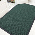 OLANLY Front Door Mat Outside Entrance 59x34, Absorbent, Heavy Duty Sturdy Natural Rubber Doormat Indoor Outdoor, Non-Slip, Stain and Fade Resistant, Low Profile Floor Mat for Entryway, Black Green