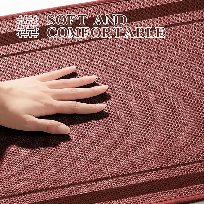 chakme Bathroom Rugs Mat 32x17, Ultra Thin Non Slip Bath Mat Quick Dry Absorbent Bath Mat for Bathroom, (Dark Pink, 32"x17")