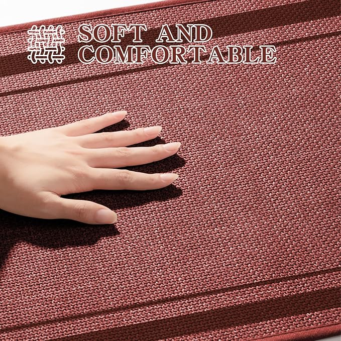 chakme Bathroom Rugs Mat 36x24, Ultra Thin Non Slip Bath Mat Large Quick Dry Absorbent Bath Mat for Bathroom Floor, (Dark Pink, 36"x24")