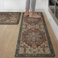 GENIMO Kitchen Mats for Floor 2PCs, Washable Anti Fatigue Mat for Cushioned, 17.3"x47"+17.3"x30", Waterproof Kitchen Rugs, Non Slip Comfort Standing Mat Rug for Home, Sink, Laundry, Bordeaux
