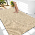 OLANLY Thick Large Bathroom Rugs 59x35, Extra Soft Absorbent Chenille Bath Rugs, Rubber Backing, Machine Wash Dry, Bath Mats for Bathroom Floor, Tub and Shower, Home Decor Accessories, Beige