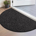 BEQHAUSE Dirt Trapper Door Mat 17" x 30" Half Circle Non Slip Washable Doormats Entrance Rugs Absorbent Welcome Low Profile Floor Mats for Front Back Door and Entryway, Black