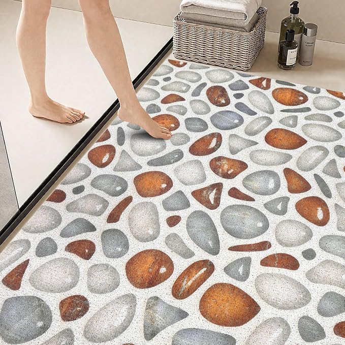 Large Shower Mat Non Slip: Anti Slip Shower Mats for Inside Shower, Soft PVC Loofah Shower Floor Mat, Extra Large Bath Mat for Shower, Tub, Bathroom, Floor, Kitchen, Home, Pool, Hotel, Quick Drying
