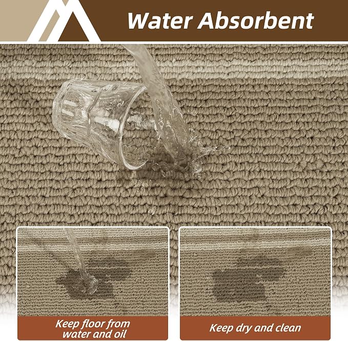 COSY HOMEER Kitchen Rugs Sets 2PCS,Non-Slip Washable Kitchen Mats for Floor,Absorbent and Stain Resistant Kitchen Runner Rugs for Kitchen Sink Laundry Entryway,24"x35"+24"x60",Beige