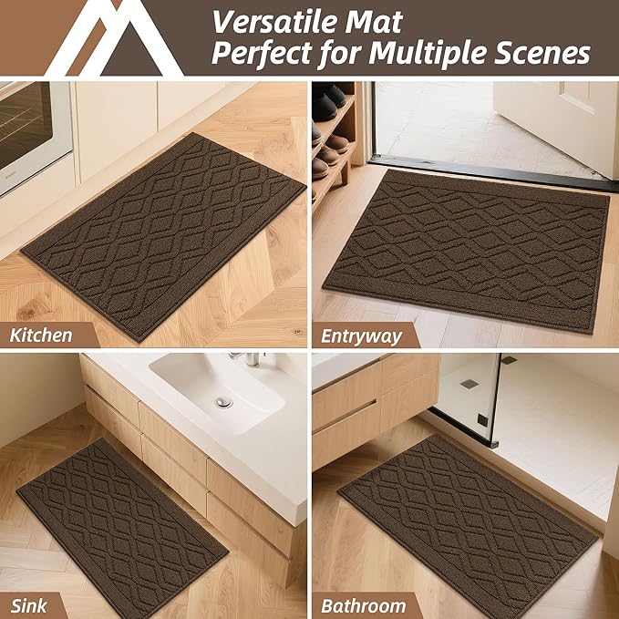 COSY HOMEER-Kitchen-Rugs-and-Mats 20"x32" Non Slip Kitchen Mats for Floor Absorbent Kitchen Rug Washable Kitchen Standing Floor Mat for Sink Mat,Throw Rug,Entry,Laundry,Brown