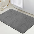 ACCUMTEK Non Slip Bath Mat, Thin Bathroom Rugs Fit Under Door, Quick Dry Bath Mats, Machine Washable Bath Rugs for Bathroom, Bathtub & Kitchen, Charcoal Gray/Checkered/24 x17
