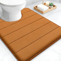 OLANLY Memory Foam Toilet Rugs U Shaped 24x20, Super Soft Absorbent Contour Bath Rugs, Quick Dry, Machine Washable Toilet Mat, Bathmat Floor Carpet, Bathroom Home Decor Accessories, Ochre