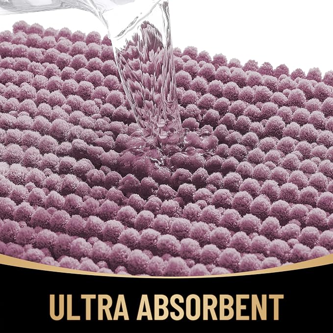 OLANLY Thick Bathroom Runner Rugs 44x24, Extra Soft Absorbent Chenille Bath Rugs, Rubber Backing, Machine Wash Dry, Long Bath Mats for Bathroom Floor, Tub and Shower, Home Decor Accessories, Deep Plum