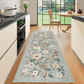 DUKINO 2x6 Runner Rug for Hallway, Washable Kitchen Runner Rug with Non Slip Backing, Low Pile Soft Boho Floral Runner for Kitchen, Hallway, Entryway, Laundry, Bedroom, Sage Green