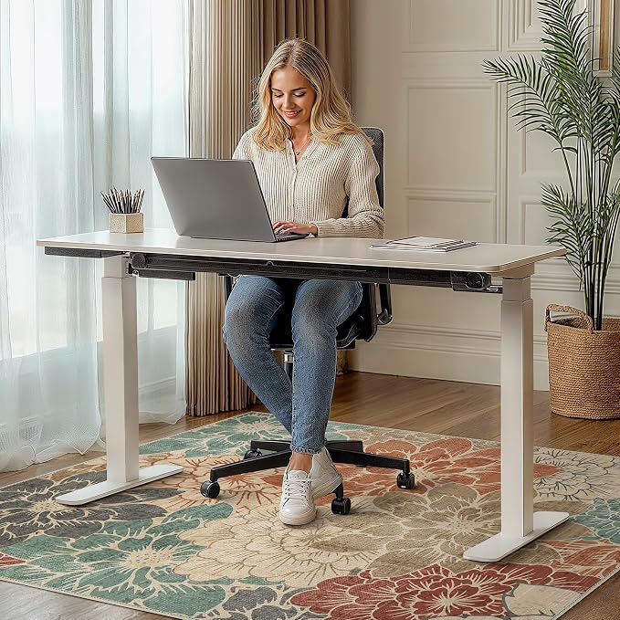 36"x48" Office Chair Mat for Hardwood Tile Floor, Under Desk Carpet Protector for Rolling Computer Chair Mat, Machine Washable Area Rug, Anti-Slip 1/5" Thick Low Pile Thin Vinyl Floor Mat, Terracotta