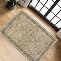 Hazo Haus Washable 2x3 Entry Rug Front Door Indoor, Bohemian Kitchen Floor Rug, Non-Slip & Stain Resistant, Vintage Desert Taupe Sage Farmhouse Floral Décor
