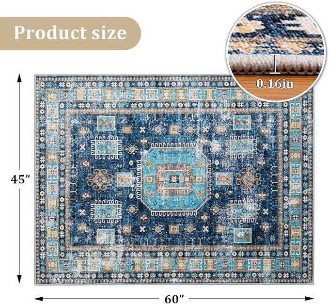 Office Chair Mat for Hardwood Floor, 60"x45" Easy Glide Computer Desk Mat Protector for Rolling Chair Under Desk Rug Nonslip Backing, Machine Wash, (Modern)