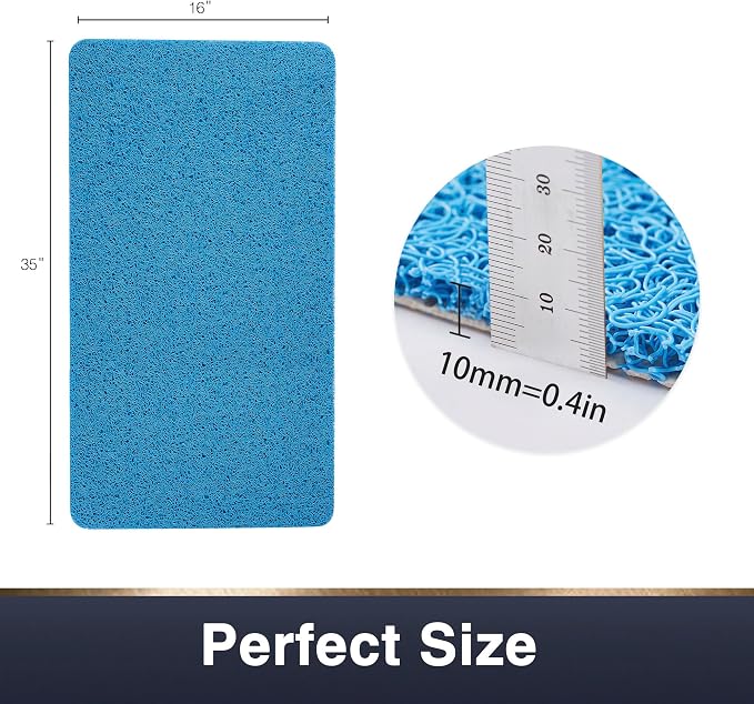 Asvin Soft Textured Bath, Shower, Tub Mat, 35x16 Inch, Phthalate Free, Non Slip Comfort Bathtub Mats with Drain, PVC Loofah Bathroom Mats for Wet Areas, Quick Drying
