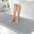 OLANLY Thick Bathroom Runner Rugs 59x24, Absorbent Chenille Striped Bath Rugs, Rubber Backing, Machine Wash, Extra Long Bath Mats for Bathroom Floor, Tub and Shower, Home Decor Accessories, Light Grey