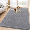 Smiry Dog Door Mat for Muddy Paws 71x46, Absorbent Dirt Trapper, Non-Slip Washable Chenille Entryway Rug for Inside Floor, Grey, Classic Solid