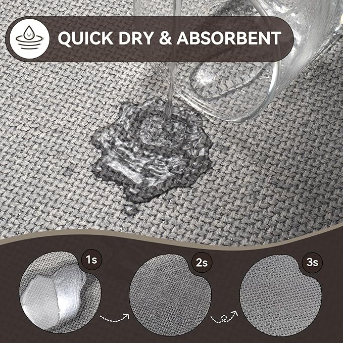 YDKGL Half Circle Bath Mat, Thin Bathroom Rugs Fit Under Door Quick Dry Non Slip Washable Bathroom Mat with Rubber Backing, Absorbent Half Round Shower Mat Rug,Gray Brown