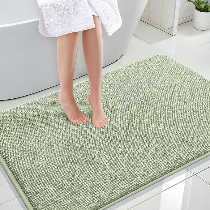 OLANLY Thick Memory Foam Large Bathroom Rugs 47x32, Extra Soft Absorbent Bath Rug, Quick Dry Bath Mat, Non-Slip, Machine Washable Mats for Bathroom, Tub and Shower, Home Decor Accessories, Sage Green