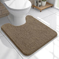 OLANLY Toilet Rugs U-Shaped 20x20, Extra Soft Absorbent Chenille Contour Bathroom Rugs for Toilet, Dry Quickly, Machine Washable, Non-Slip Bath Mat, Tan