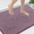 Smiry Luxury Chenille Bathroom Rugs 36x24, Extra Soft and Absorbent Shaggy Bath Mat, Machine Washable, Non-Slip Plush Carpet Runner for Tub, Shower, and Floor, Home Decor Accessories, Deep Plum