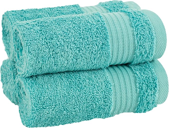 Cotton Paradise 100% Cotton Turkish Towel Set, Soft Absorbent Quick Dry, 4 Piece Washcloth Set, Turquoise