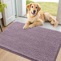 Smiry Dog Door Mat for Muddy Paws 36x24, Absorbent Dirt Trapper, Non-Slip Washable Chenille Entryway Rug for Inside Floor, Deep Plum, Classic Solid