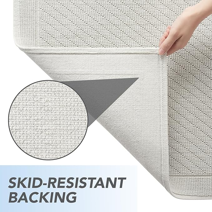 Arkwright 100% Cotton Bathroom Rug - High Absorbent Stylish Textured Woven Design Bath Mat, Slip Resistant Backing for Shower and Bathtub Floor, 20x32 in - Grey