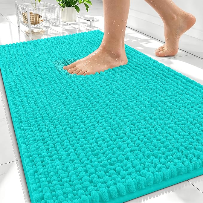 OLANLY Thick Bathroom Rugs 30x20, Extra Soft Absorbent Chenille Bath Rugs, Rubber Backing, Machine Wash Dry, Bath Mats for Bathroom Floor, Tub and Shower, Home Decor Accessories, Teal