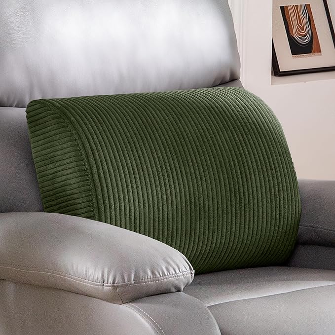 Lumbar Support Pillow for Recliner Chair/Accent Chair/Couch, Large Memory Foam Back Support Cushion for Elderly, Recliner Cushions for Back Rest, Pain Relief, Reading, Washable Cover, Dark Green