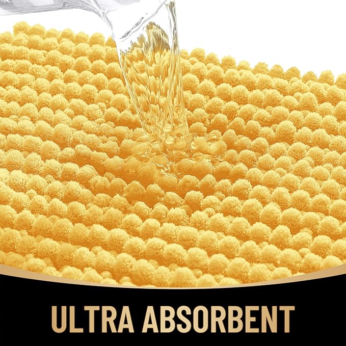 OLANLY Thick Bathroom Runner Rugs 44x24, Extra Soft Absorbent Chenille Bath Rugs, Rubber Backing, Machine Wash Dry, Long Bath Mats for Bathroom Floor, Tub and Shower, Home Decor Accessories, Yellow