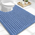 OLANLY Toilet Rugs U Shaped 24x20, Thick Soft and Absorbent Chenille Contour Bath Mat, Non-Slip Rubber Backing, Machine Washable Quick Dry Toilet Mat, Home Decor Accessories, Cornflower Blue