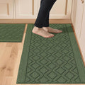COSY HOMEER 48x20 Inch/30X20 Inch Kitchen Rug Mats Made of 100% Polypropylene 2 Pieces Soft Kitchen Mat Specialized in Anti Slippery and Machine Washable for Home Kitchen,Green